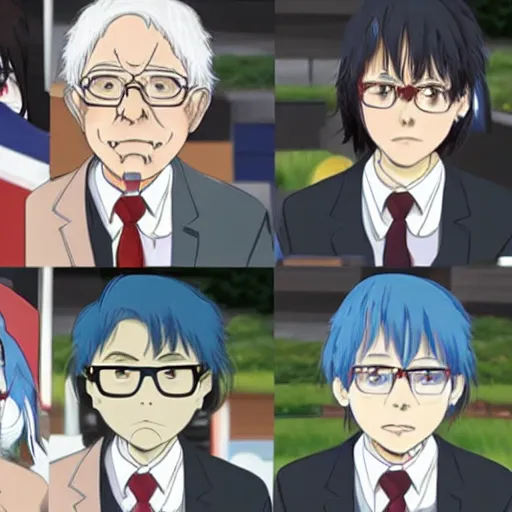 Bernie Sanders as a character from popular anime