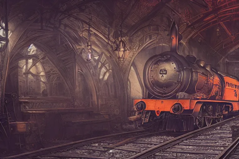 Image similar to some wizard waiting in hogwart train station in quiet dark city, hyper detailed, orange red blue tones dramatic lighting, cgsociety, realistic, hyper detailed, insane details, intricate, dramatic lighting, hypermaximalist, golden ratio, rule of thirds, octane render, weta digital, micro details, ultra wide angle, artstation trending, 8 k,