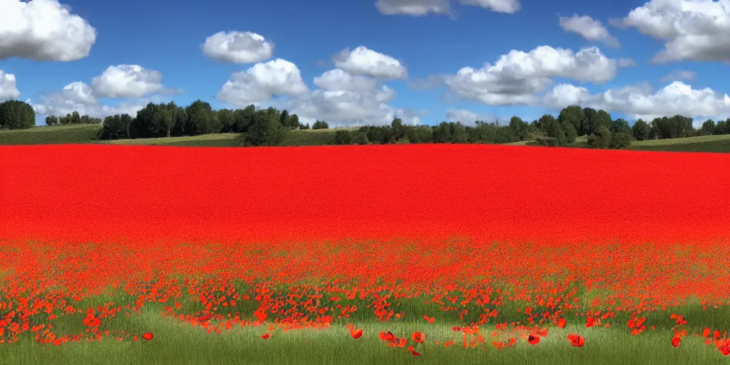 Image similar to field of poppies, marvel style