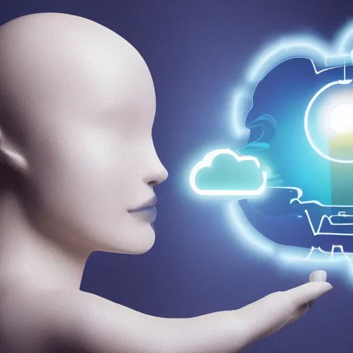 Image similar to a device used for consciousness transfer, human's consciousness is uploaded to the cloud, photo, advertisement,