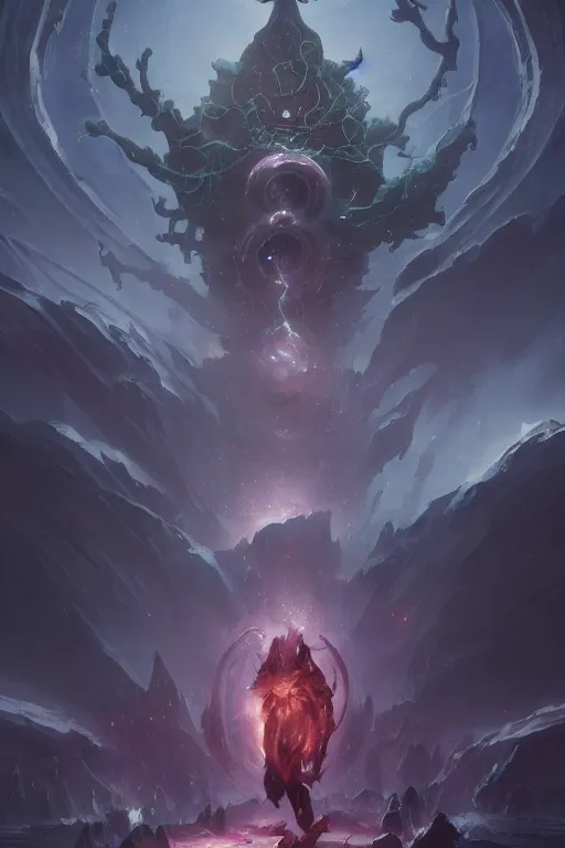 Image similar to eldritch god, cosmic, nightmare, outer space, aliens, digital art, magic the gathering, mtg, by greg rutkowski, trending on artstation