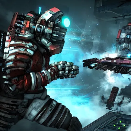 Image similar to futuristic scifi dead space battle, highly detailed