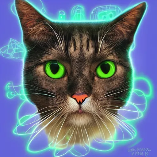 Image similar to strange attractor, but with cats in cyberspace, fantasy