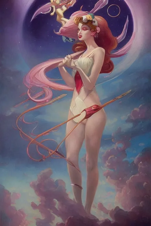 Image similar to Sailor Moon by Peter Mohrbacher in the style of Gaston Bussière, Art Nouveau