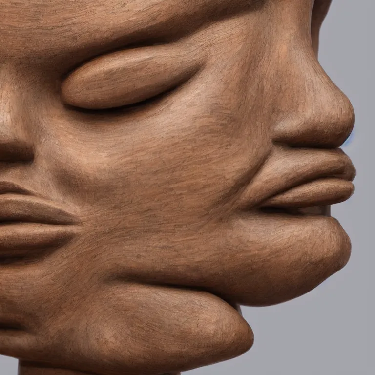 Prompt: public sculpture minimalist portrait of a powerful stern woman, beautiful symmetrical face detailed face realistic proportions, carved out of a red oak wood on a pedestal by stephan balkenhol and martin puryear, hyperrealistic dramatic lighting shocking detail trending on artstation 8 k