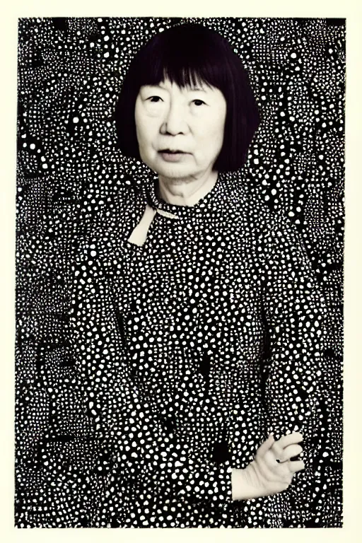 Prompt: yoshitaka amano, yayoi kusama, ethereal being woman in galaxy