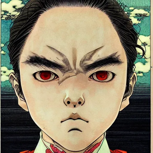 Image similar to prompt : portrait painted in miyazaki color style drawn by katsuhiro otomo and takato yamamoto, inspired by fables, china doll face, smooth face feature, intricate oil painting, high detail, sharp high detail, manga and anime 2 0 0 0