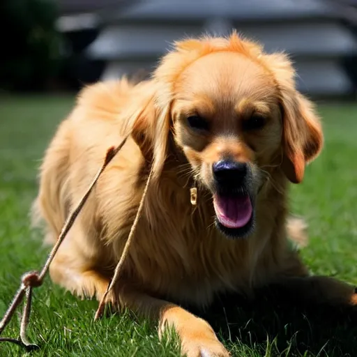 Image similar to spider with the face of a golden retriever