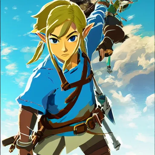 Prompt: Legend of Zelda: Breath of the Wild, Takumi Wada, Satoru Takizawa