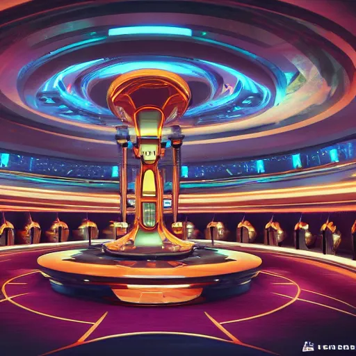 Image similar to futuristic casino, crisp, artistic, artstation, beautiful, luxury