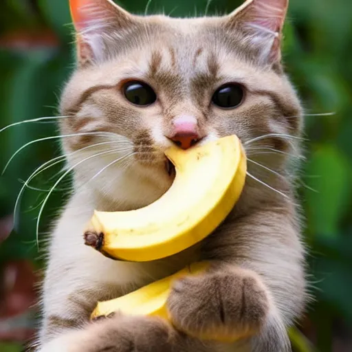 Image similar to cat eating banana