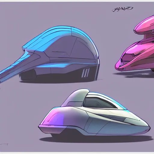 Prompt: pastel coloured scifi tech hardsurface shape form exploration, big medium small, artstation, colored marker, syd mead, hr giger, concept art