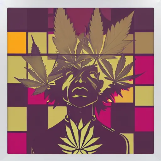 Image similar to Marijuana profile picture by Sachin Teng, symetrical, Vector , geometric shapes, intricate background, graffiti, street art:2 by Sachin Teng:4