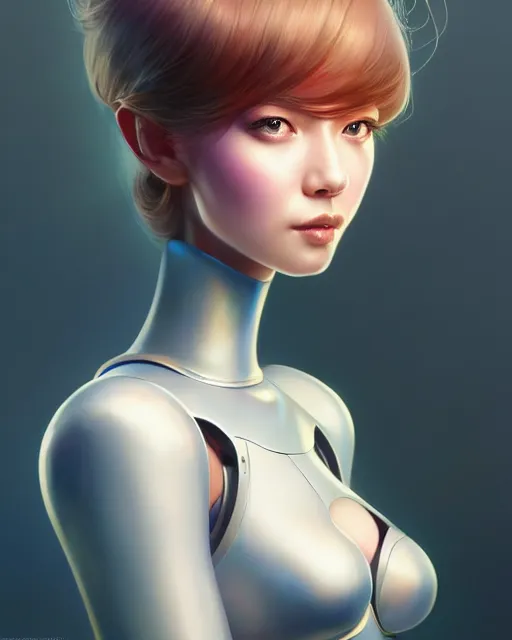 Prompt: a beautiful robot lady | | cute - fine - face, pretty face, hourglass figure, realistic shaded perfect face, fine details by stanley artgerm lau, wlop, rossdraws, james jean, andrei riabovitchev, marc simonetti, and sakimichan, tranding on artstation