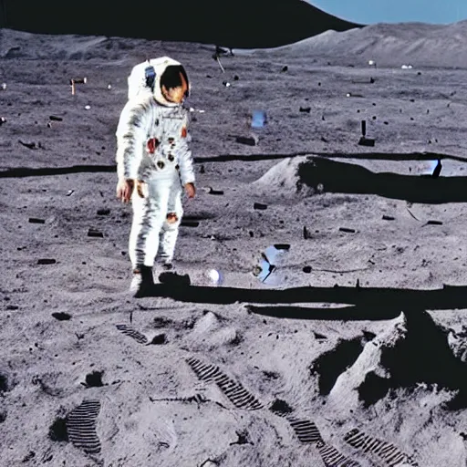 Image similar to Hollywood movie set of 1960’s Apollo moon landing, colorized, high quality, award winning,