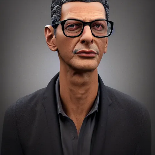 Prompt: hyperrealistic jeff goldblum, comprehensively lifelike 3 d render inspired by istvan sandorfi & xiang duan, perfect symmetry, dim volumetric cinematic lighting, 8 k octane comprehensive render, extreme hyper - detailed attributes & atmosphere, intricate, impossibly lifelike composition, masterpiece, artstation, stunning,