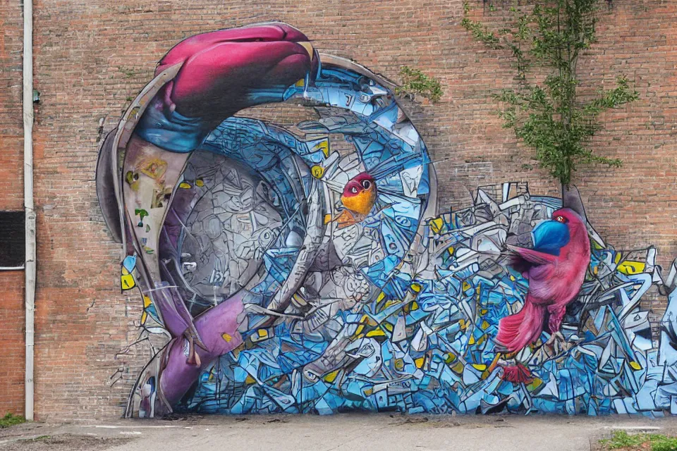 Image similar to graffiti by birdo, alex maksiov and john pugh, anamorphic, depth