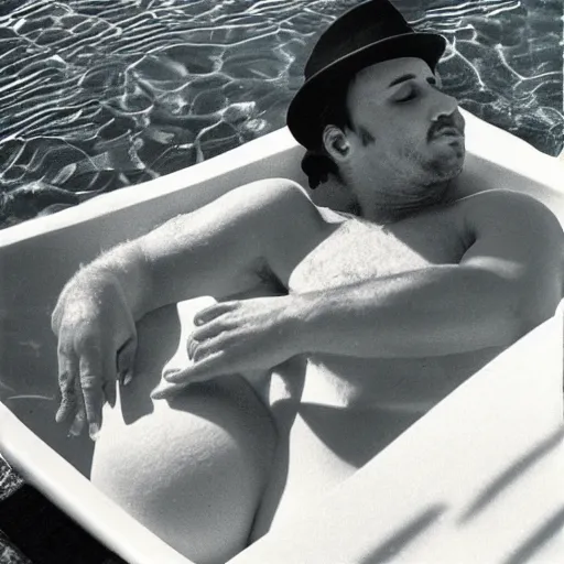 Image similar to Snowman sunbathing at pool, 1987 kodak photograph