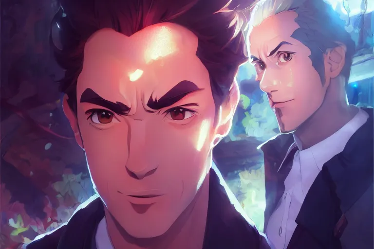 Image similar to anime jordan peterson, single centered subject, mid shot, ambient lighting, detailed face, by makoto shinkai, stanley artgerm lau, wlop, rossdraws