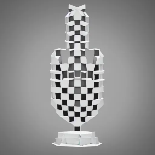 Image similar to chess piece wireframe mesh model, low poly, occult machine, empty room