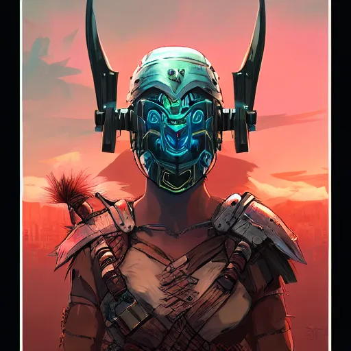 Image similar to cyberpunk viking helmet mask warrior goddess robot ninja fantasy, art gta 5 cover, official fanart behance hd artstation by jesper ejsing, by rhads, makoto shinkai and lois van baarle, ilya kuvshinov, ossdraws