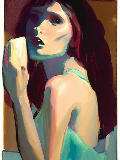 Prompt: portrait of abbey lee by john watkiss