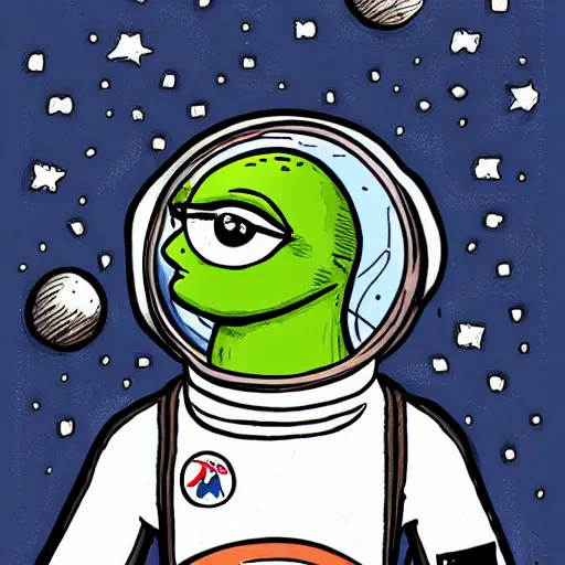 Image similar to pepe astronaut illustration by Jeff lemire