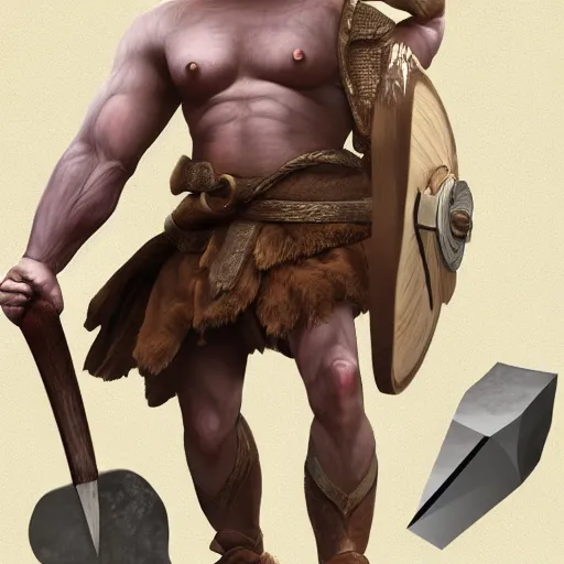 Image similar to Giant minotaur warrior with two handed axe, full body, muscular, dungeons and dragons, hyperrealism, high details, digital painting