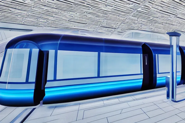 Prompt: futuristic train!! designed by apple, natural light, detailed, canon eos c 3 0 0, ƒ 1. 8, 3 5 mm, 8 k, medium - format print, blue light accents