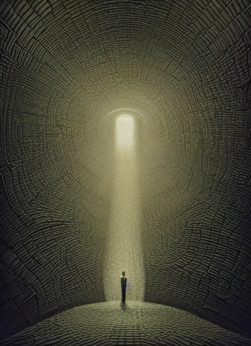 Prompt: hyper detailed 3d render like a Oil painting - inside the abyss by Jacek Yerka, Mariusz Lewandowski, Houdini algorithmic generative render, Abstract brush strokes, Masterpiece, Edward Hopper and James Gilleard, Zdzislaw Beksinski, Mark Ryden, Wolfgang Lettl, hints of Yayoi Kasuma, octane render, 8k