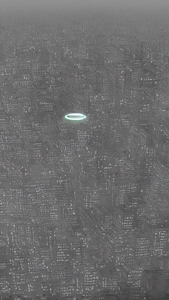 Image similar to The UFO is over the city, photorealistic