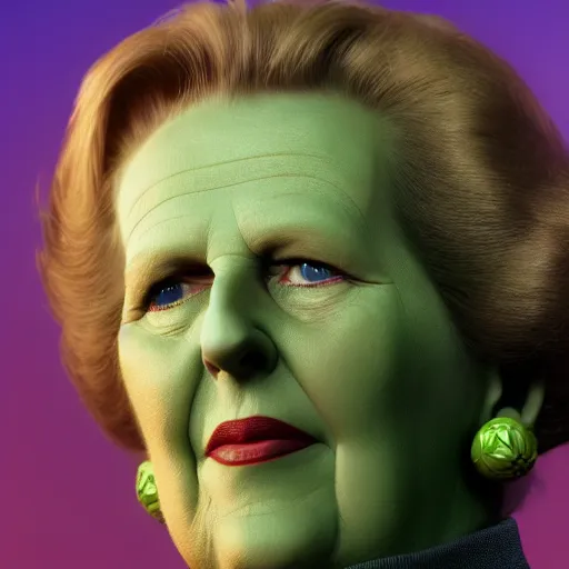 Prompt: Margaret Thatcher with hulk's body, realistic artstyle, wide shot, dramatic lighting, octane render, hyperrealistic, high quality, highly detailed, HD, beautiful, cinematic, 8k, unreal engine, facial accuracy, symmetrical