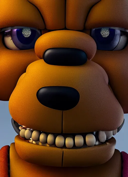 Prompt: closeup portrait of fnaf, depth of field, zeiss lens, detailed, symmetrical, centered, fashion photoshoot, by Annie Leibovitz and Steve McCurry, David Lazar, Jimmy Nelsson, Breathtaking, 8k resolution, extremely detailed, beautiful, establishing shot, artistic, hyperrealistic, beautiful face, octane render