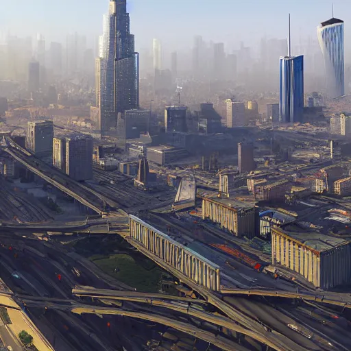 Image similar to a beautiful highly detailed matte painting of a Moscow city, gta v, gta iv, by Jose Daniel Cabrera Pena and Leonid Kozienko concept art by Tooth Wuan