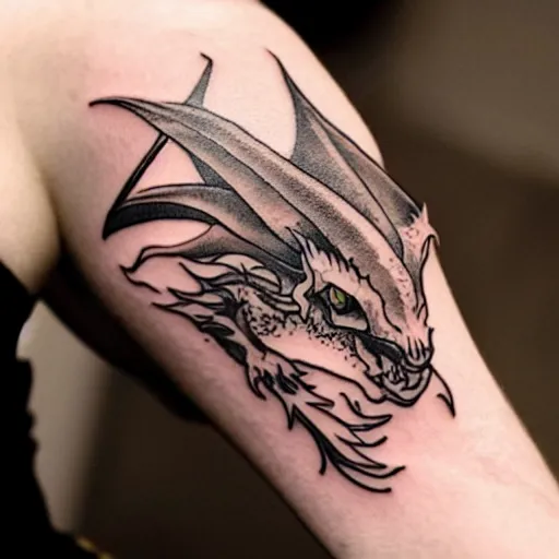 Prompt: a small tattoo of a dragon