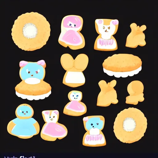 Prompt: cute cookies,vector