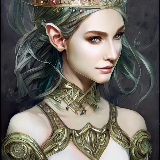 Prompt: Portrait of a young, beautiful and elegant elf queen, full of details, watercolor painting, concept art, smooth, by Ina Wong and wlop ，trending on cgsociety and artstation，8kHDR，light effect，-H 768
