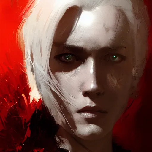 Prompt: portrait of a white hair white eye knight, dramatic lighting, illustration by Greg rutkowski, yoji shinkawa, 4k, digital art, concept art, trending on artstation