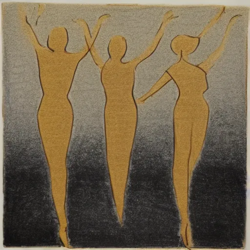 Prompt: the three graces dancing with their shadows, sketch, minimalism, intricate, full body, cinematic, golden ratio