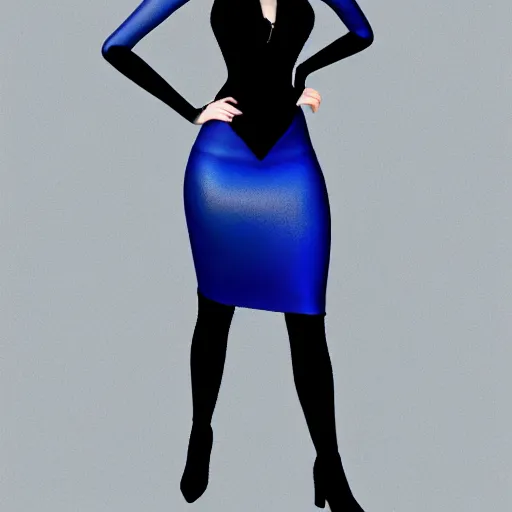 Prompt: portrait of a comforting pale goth woman with elegant multilayered blue-white-black leather high-neck dress, curvy thin waist, photorealistic, sublime, 16k, smooth, sharp focus, cgsociety, trending on ArtStation, volumetric lighting