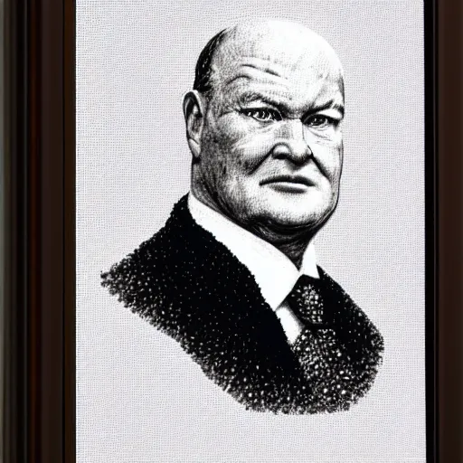 Image similar to pointillist portrait of sir patrick moore