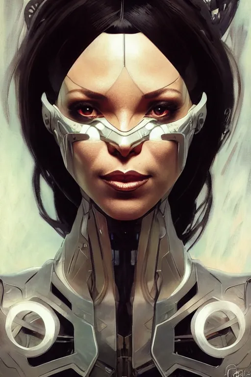 Image similar to cyborg Normani as aeon flux profile picture by Greg Rutkowski, dynamic pose, intricate, futuristic, fantasy, elegant, by Stanley Artgerm Lau, greg rutkowski, thomas kindkade, alphonse mucha, loish, norman Rockwell,