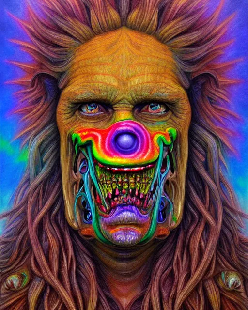 Image similar to a realistic detailed portrait painting of a monster, psychedelic