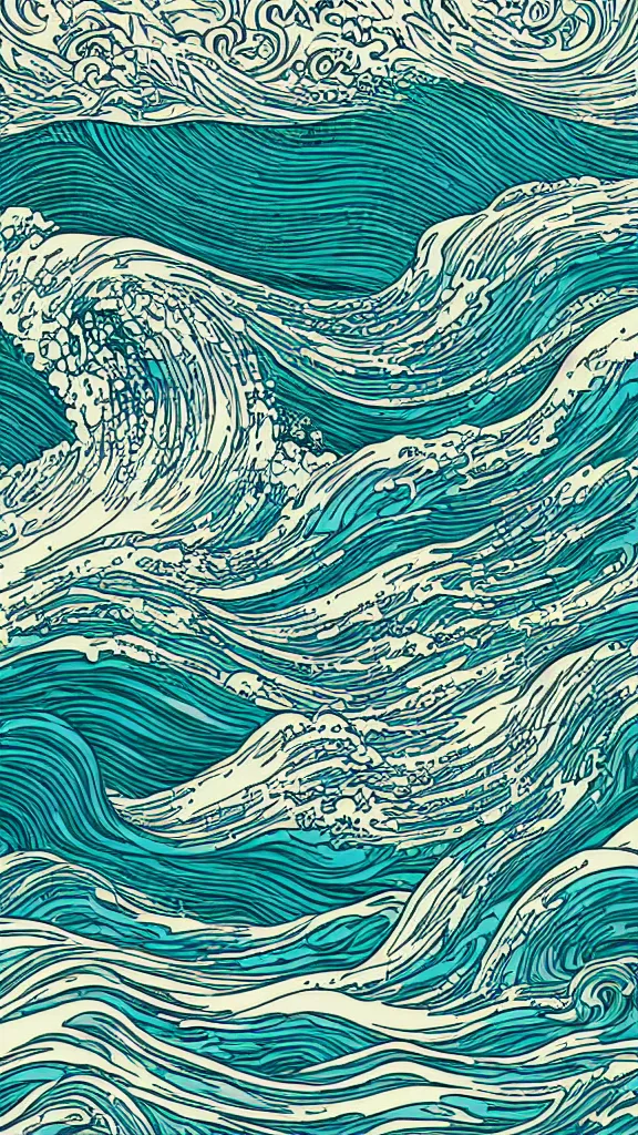 Image similar to hypervivid intense mcbess, the sea by dan mumford