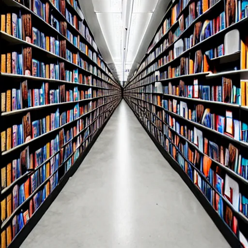 Image similar to Infinite tunnel made out of bookshelfs, photography, award winning, 8k