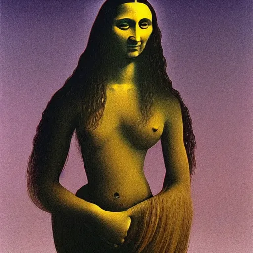 Prompt: monalisa in the style of zdzisław beksiński, in the style of zdzisław beksiński, in the style of zdzisław beksiński, in the style of zdzisław beksiński