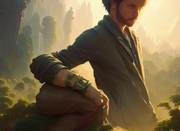 Image similar to highly detailed portrait of tommy oliver, stephen bliss, unreal engine, art by greg rutkowski, loish, rhads, ferdinand knab, makoto shinkai and lois van baarle, ilya kuvshinov, rossdraws, tom bagshaw, global illumination, radiant light, detailed and intricate environment