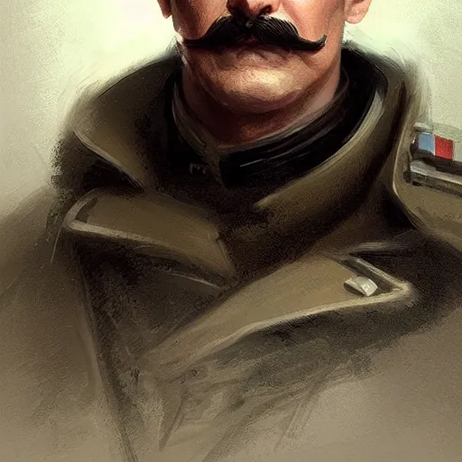 Image similar to portrait of a man by greg rutkowski, british features, short black hair in military style, moustache, perfect military composure, wearing imperial captain uniform, star wars expanded universe, he is about 4 0 years old, highly detailed portrait, digital painting, artstation, concept art, smooth, sharp foccus ilustration, artstation hq