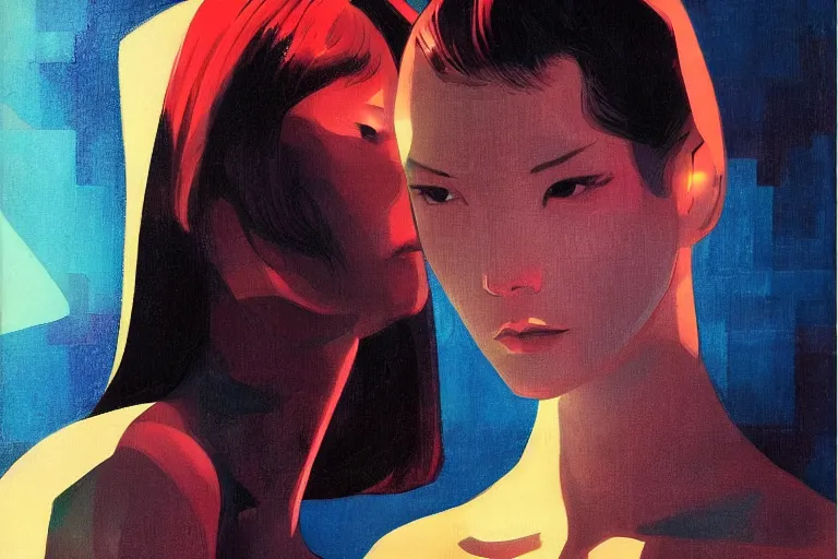 Image similar to Lee Jin-Eun by Vincent Di Fate, rule of thirds, seductive look, beautiful, in intergalactic hq