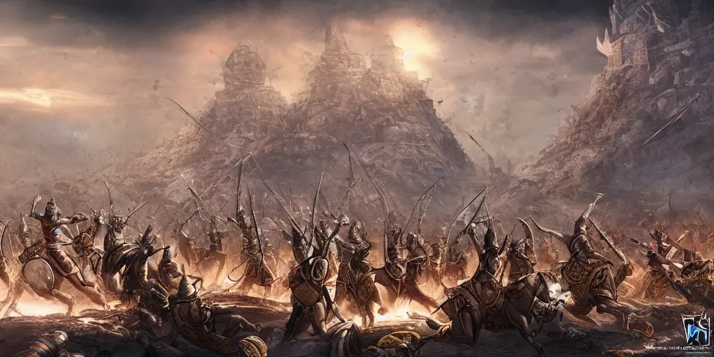 Prompt: War of Mahabharata, Futuristic, High -tech, 4k, highly detailed, matte painting